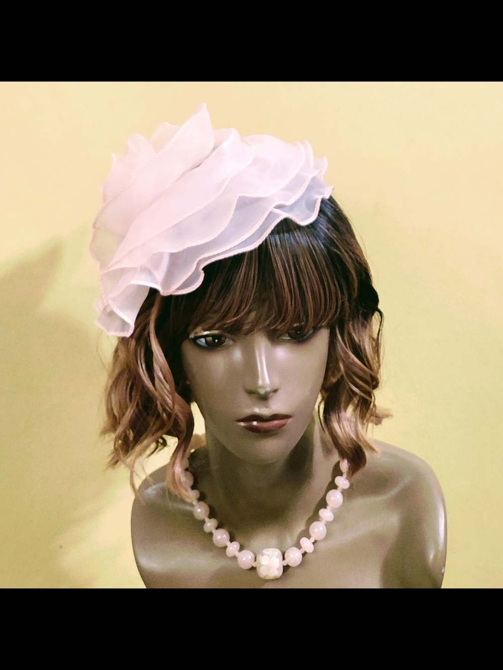 Chiffon Layered Pink Fascinator Hat for Women